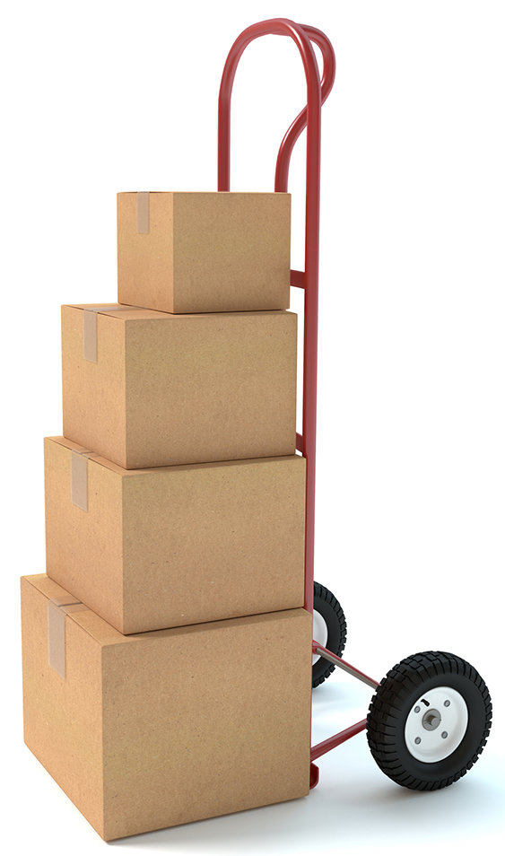 Stack of boxes on hand truck